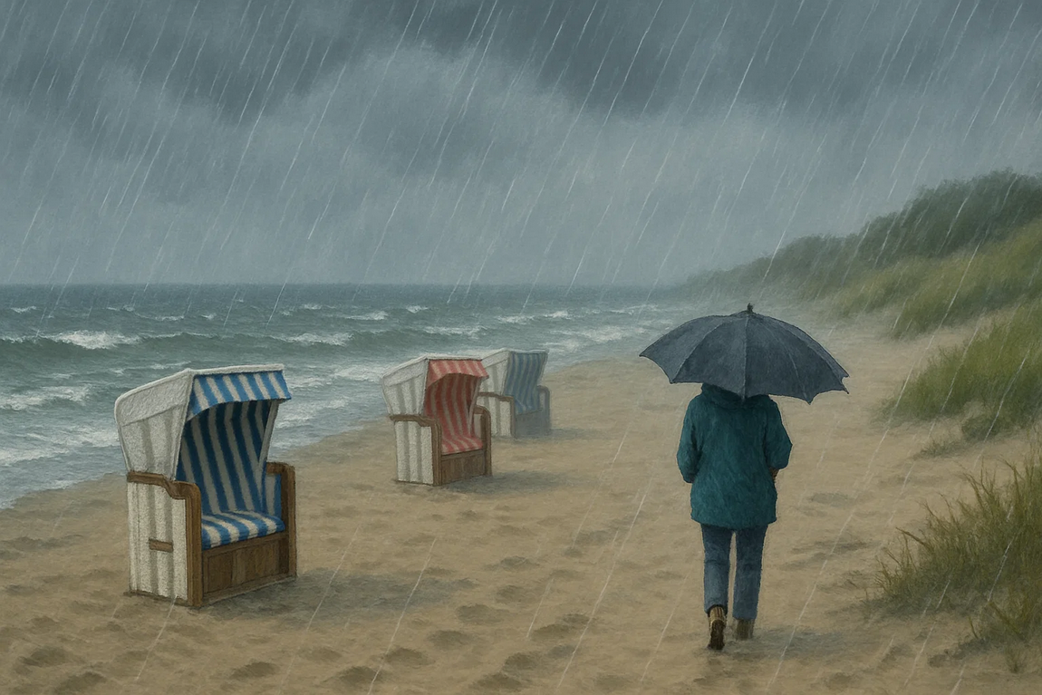 Wenigstens ist der Regen warm! AI-Grafik: Sora